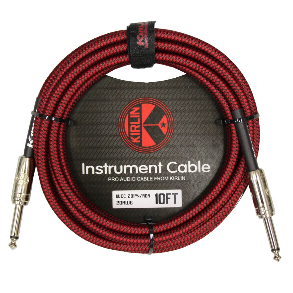 Kirlin 10FT 1/4" Straight Ends Woven Red Guitar/Bass Cables with Cable